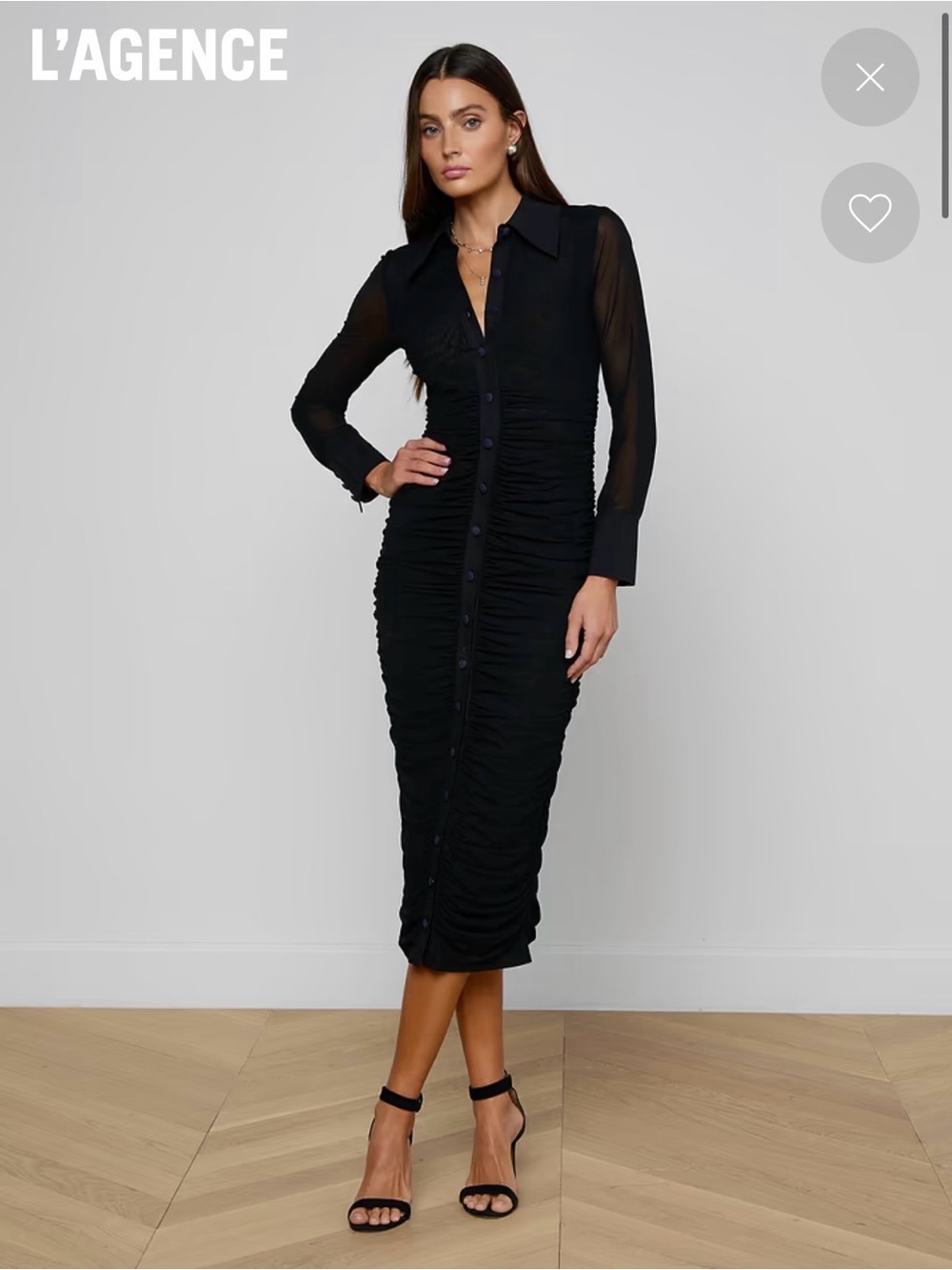 NWT Lagence Adriana ruched long sleeve midi 
dress